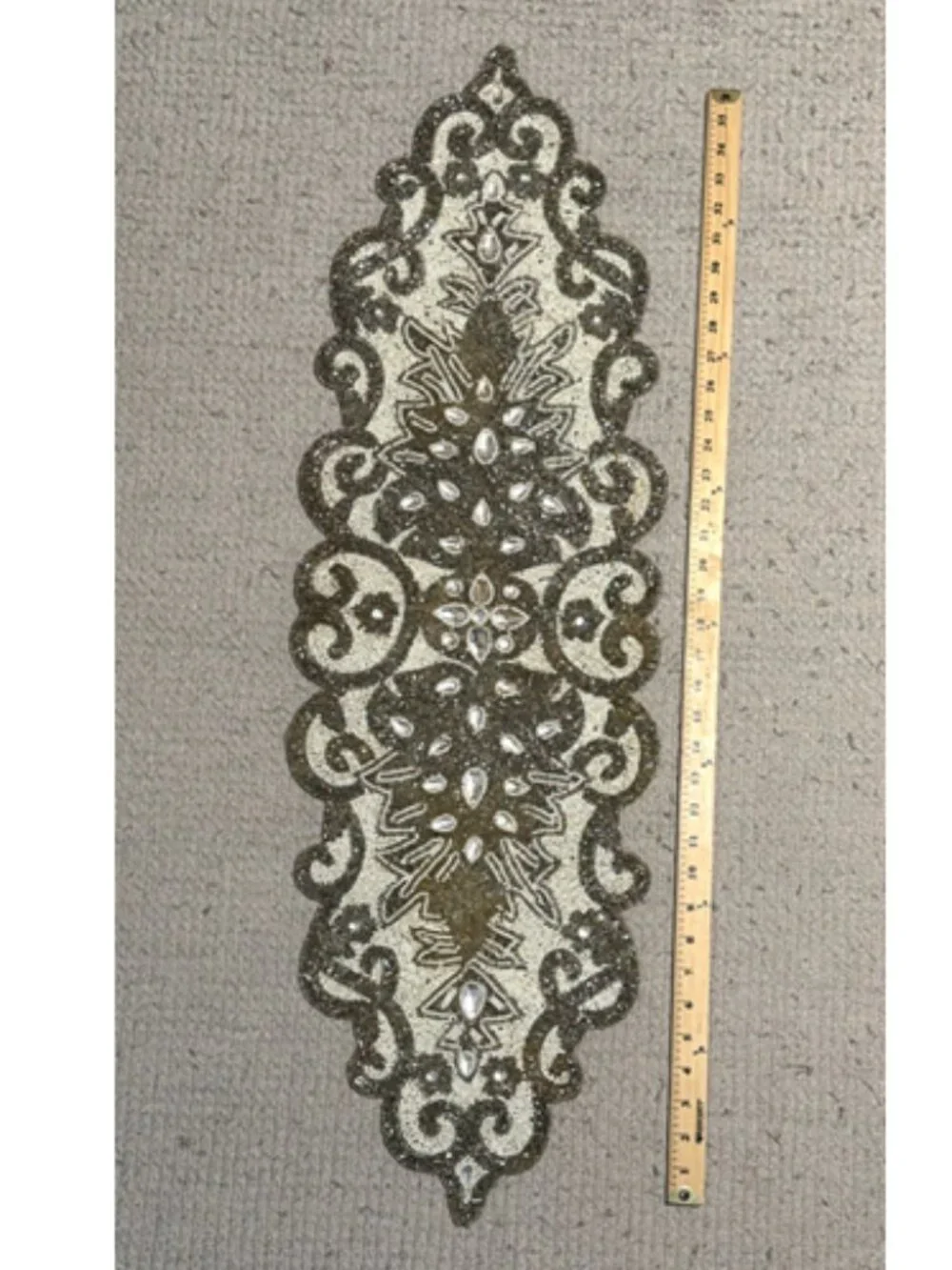 Pier 1 Imports Made In India Handmade Beaded Table Runner Cream Scroll 38